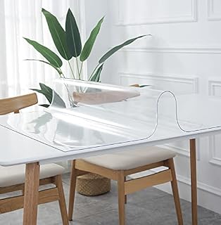 Clear PVC Tablecloth Table Protector 2mm Thick Waterproof Soft Glass Protector Cover Transparent Table Protector Odorless No Shrinkage (90*180cm)