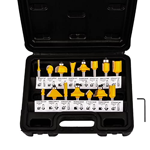 15 PCS Tungsten Carbide Router Bits 1/4 Inch Shank Router ...