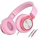 AILIHEN C8 Girls Headphones with Microphone and Volume Control Folding Lightweight Headset for Cellphones Tablets Smartphones Laptop Computer PC Mp3/4 (Pink)