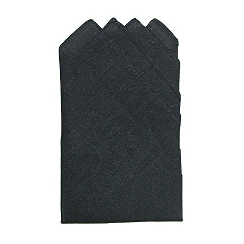 CrookhornDavis Men's Linen Pocket Squares, Black