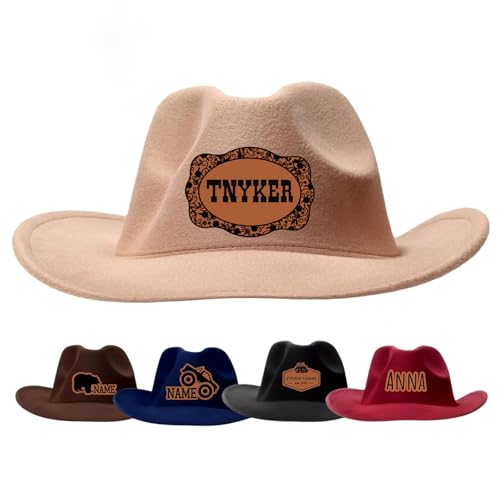 Personalized Toddler Boys Cowboy Hat, 2-8t Kids Western Cowboy Hat, Custom Name Sewn Leather Patch Cowgirl Hat