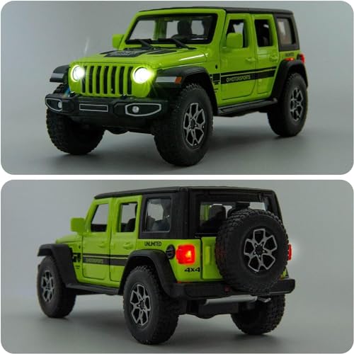 Image of Compatible For 1 /32 Wrangler Alloy Diecast Pull Back Model Car | Collectible Toy Vehicle with Light & Sound, Openable Doors Gift Toy for Kids Boys Girls Toddlers - Birthday Christmas Present (green)