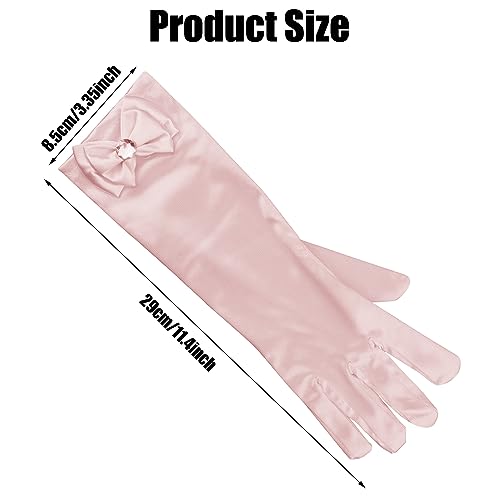 LUTER Girls Princess Long Gloves - Fashionable Dress Up Bows Comfortable Satin Long Finger Dress Gloves2