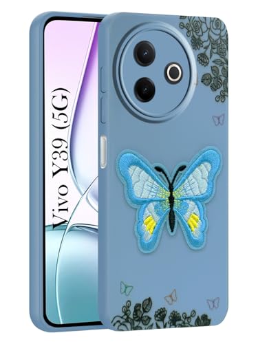 Image of Jkobi Back Cover Case for Vivo Y39 (Soft Butterfly Embroidery | Women Teen Girls | Camera Protection| Matte Silicone)
