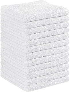 Flannel Face Cloth Towel Set - 100% Highly Absorbent, Light Weight Luxury White Face Cloth Made of Soft Feel Fingertip Cotton Fabric Towels Set (Pack of 12) | Size 30x30 cm