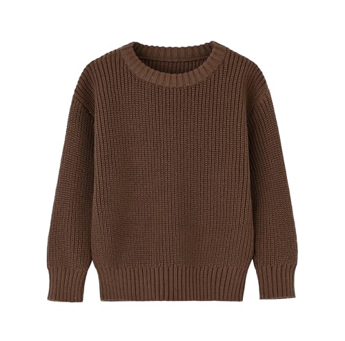 Toddler Baby Boys Girls Cotton Knitted Sweater Warm Soild Pullover Top Autumn Winter Outfits (US, Age, 6 Years, Classic Coffee)