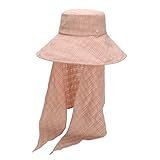 Floppy Sun Hat with Detachable Rayon Neck Drape for Women LOVEIN Peach
