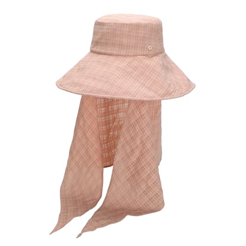 Floppy Sun Hat with Detachable Rayon Neck Drape for Women LOVEIN Peach