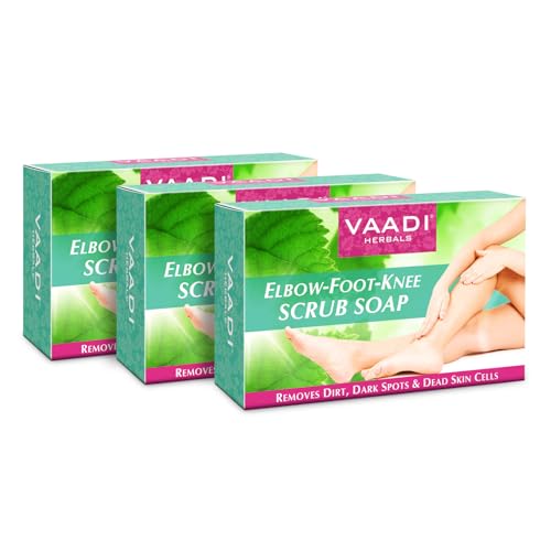Image of Vaadi Herbals Elbow Foot Knee Scrub Soap with Almond and Walnut Scrub, 75g x 3