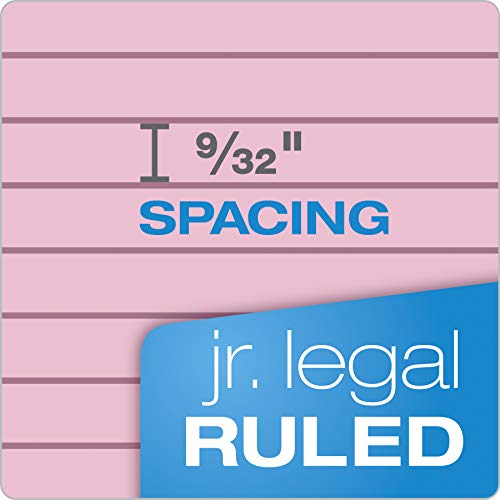 TOPS Prism Writing Pads, 5" x 8", Jr. legal Rule, Narrow 1/4" Spacing, Assorted Colors, 2 Each: Pink, Orchid, Blue, Perforated, 50 Sheets, 6 Pack (63016)