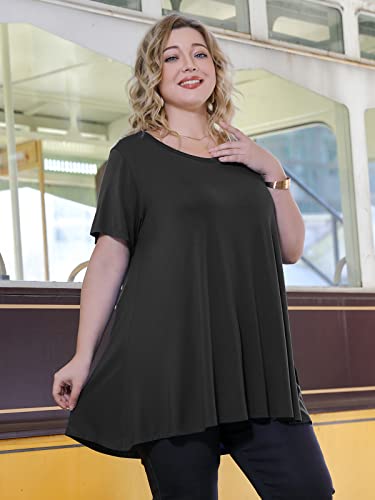 LARACE Casual Tops for Womens Summer Clothes Loose Fit Short Sleeve Shirts Flowy V Neck Tunic Plus Size Blouse4
