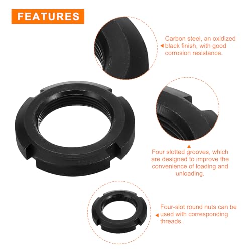 QUARKZMAN M33x1.5mm - 6Stk Sicherung Vierschlitz Schlitz Rund Mutter - Karbonstahl Rund Sicherungsmutter für Vielfältig Wälzlager Industrie Bereich Schwarz