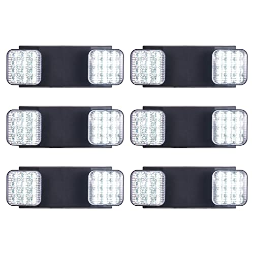 GZRUIYANG Emergency Lights with Battery Backup, LED Commercial Emergency Lighting Fixtures Two Head Adjustable, UL 924 Certified, Hardwired Emergency Exit Light for Business - 6 Pack(Black)