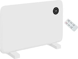 HOMCOM 1200W Electric Heater, Freestanding or Wall Mounted, Convector Heater, Quiet Space Heater with LED Display, Adjustable Thermostat, Weekly Timer, White