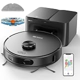 SHELIKI Robot Vacuum and Mop, 3-in-1 Robotic Vacuums Cleaner Moping with 70-Day Self-Emptying Base, LiDAR Navigation Smart Mapping & Strong for Pet Hair, Hard Floor, Carpet