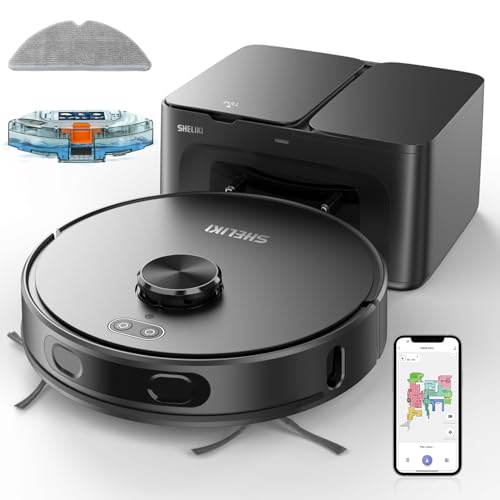 SHELIKI 3-in-1 Robot Vacuum & Mop with Self-Empty Base