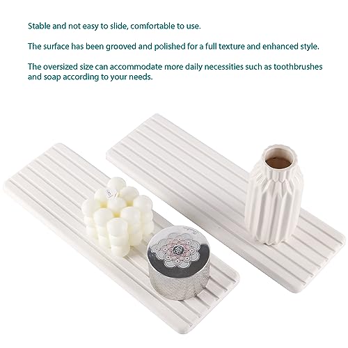 Image of NiuYichee 2 PCS Water Absorbent diatomite Coasters, 12.2 inch x 4 inch Water Absorbing Stone Tray for Sink, Stone Drying mat for Kitchen Counter, Stone soap Tray Used for Hand Soaps & toiletries & Plants