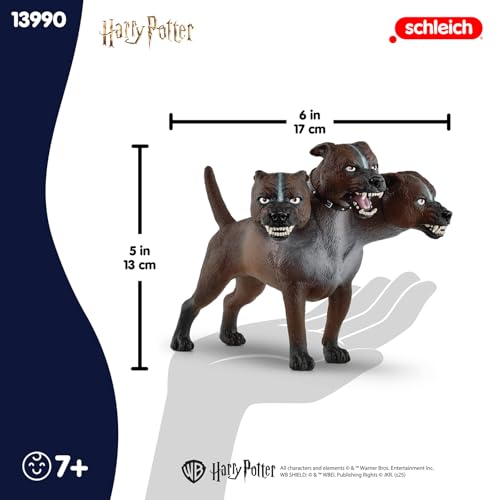 SCHLEICH Harry Potter | Fluffy 13990 | dreiköpfiger Hund mit beweglichem Kiefer | detailreiche Harry Potter Figur für Sammlung & Deko | tolles Geschenk für Fans & Kinder | 17 x 5 x 13 cm