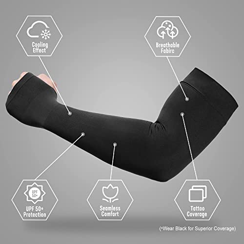 Image of MIZUNA Sun Protection Arm Sleeves Hand gloves For Men & Women,Thumb Holes UPF 50 Arm Cover for Biking,Cricket,Cycling, Golf, Outdoor Sports
