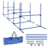 PawHut Set de Entrenamiento de Agilidad para Perros Mascotas 4 Piezas Obstáculos Vallas de Salto con Altura Ajustable y Bolsa de Transporte para Exteriores 99x65x94 cm Azul