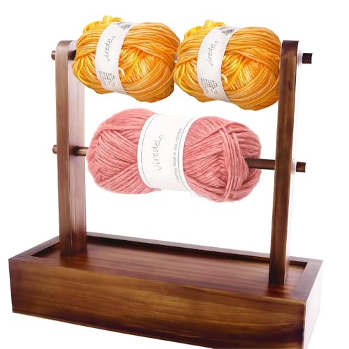 Image of Yarn Holder Dispenser for Crocheting,Yarn Storage Box,Walnut | For Crocheting, Yarn Storage Box, Easy Assembly