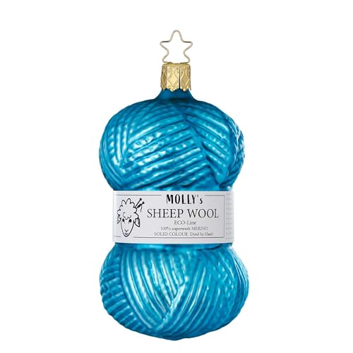 Christbaumschmuck Glas Strickgarn 11cm Wolle Weihnachtskugeln Strickwolle Weihnachtsbaumkugeln blau