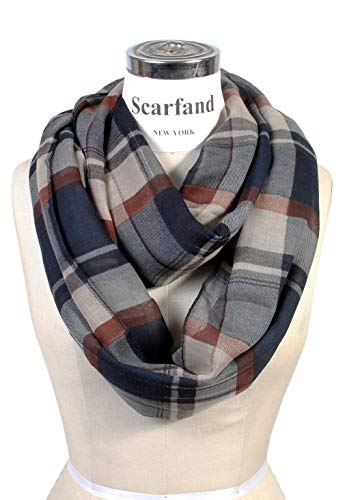 Scarfand Plaid & Tartan Infinity Scarf (Plaid Navy) #TOP1