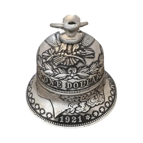 SENIDIKE Morgan Silver Dollar Bell, Antique Metal Hanging Bell Ornaments, Halloween Witch Silver Bells Decorations, 1921 New Silver Coin Bells Pendant, Christmas Vintage Bell ?(Small,1 Piece)