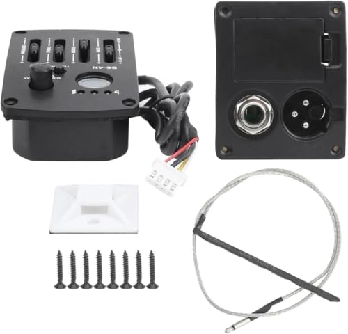 4 Band Equalizer Digital Tuner Pickup, 4-Band EQ Equalizer Preamp Acoustic Guitar Pickup with LCD Display for Acoustic Guitar