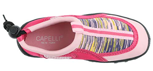 Capelli New York Girls Aqua Shoes with Striped Ribbon Bright Pink4