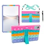 For DOOGEE U11 Pro Case,Tablet Case 11 Inch with Kickstand, Shoulder Strap & Pen Holder,Compatible with Honor Pad X8a case Kids,Colourful Pink Protective Silicone Cover for Daily Use
