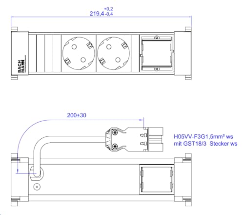 BACHMANN Power Frame multiprise blanche pour table de réunion épurée - 2