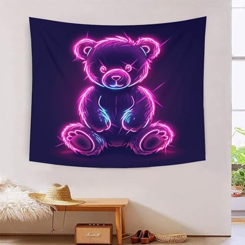 Tapisserie ours 3D effet mural 180x230 cm grande décoration en tissu de salon