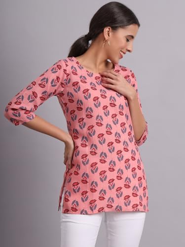 Image of PATLANI Women's Cotton Printed Short Fullstitched Kurti /Kurtas.