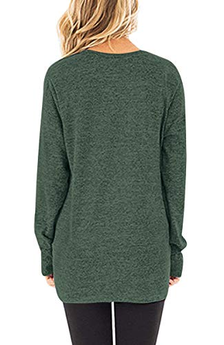 Jescakoo Tunic Tops For Leggings For Women Fall Cute Shirts Deep V Neck Long Sleeve Sweaters Green Xl #TOP2