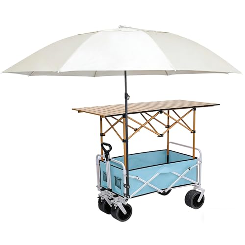 Carrito plegable con paraguas y ruedas bloqueables comerciales 2