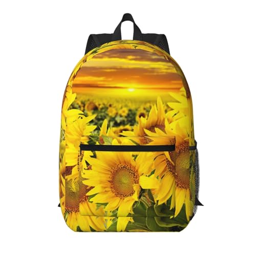 Sac à dos d'école léger noir EdWal avec poche motif tournesol homme femme unique