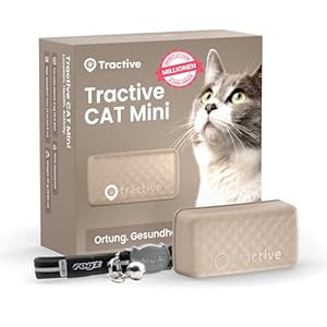 Tractive CAT Mini GPS Tracker für Katzen | Marktführer | Live-Ortung | Positionsverlauf | Gesundheitswarnungen | Aktivitätstracking | Halsband inkludiert | Abo Erforderlich (Braun)