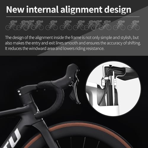 KOOTU Carbon Road Bike, Lightweight Full Carbon Fiber Disc Brake Racing Bicycle with Shimano R7120 24 Speed Groupset and Hydraulic Disc Brake for Adult.