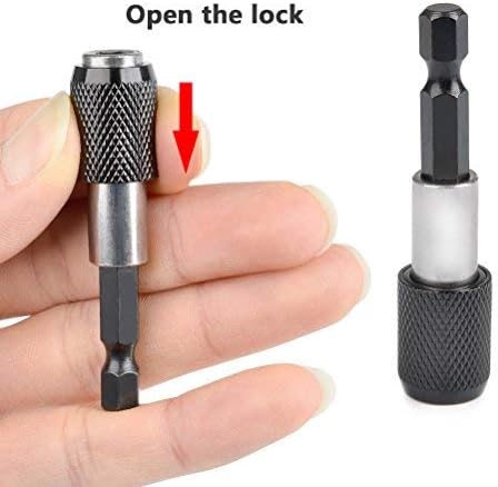 TIMESETL 3Pcs Drill Bit Extender, 1/4 Inch Hex Shank Quick Change Bit Holder, Magnetic Socket Screwdriver Bit Holder 2.5" 4" 6" Extension Chuck Adapter Set for Screws, Nuts, Drill, Driver, Bit Set