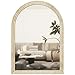 HOMCOM Specchio Design ad Arco con Bordo Scanalato e Ganci, Specchio a Muro in Vetro e Polistirene, 60x2x90 cm, Beige immagine