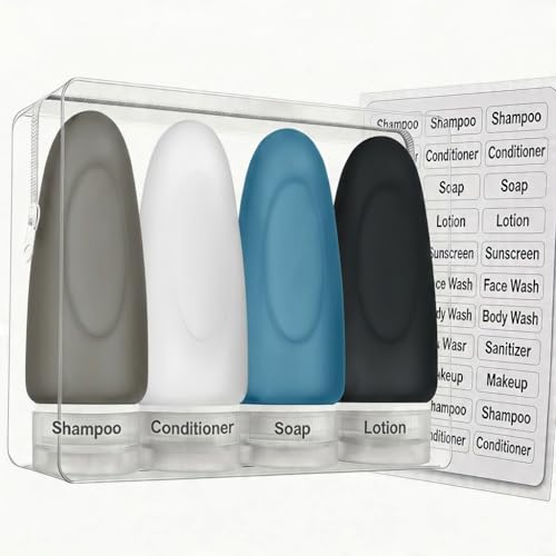 Image of Dot&Dot Leak Proof Travel Bottles - Tubes for Liquid TSA Approved 3oz Silicone Toiletries Travel Shampoo & Conditioner Containers with Labels