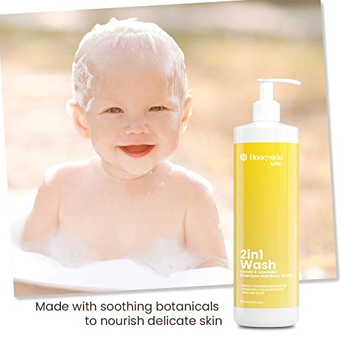 Honeyskin Kids Shampoo And Body Wash - Toddler Body Wash And Tear Free Shampoo For Kids - Hypoallergenic Kids Soap And Body Wash - Gentle Kids Body Wash For Sensitive Skin 16Oz #TOP2