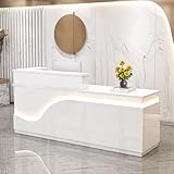 White Right,70.9inch,Reception Desk with Counter, Front Desk Receptionist Counter with Lockable Drawer & Cabinet & Keyboard Tray & Cable Grommet, Retail Checkout for Office, SOHO, Shop, Salon