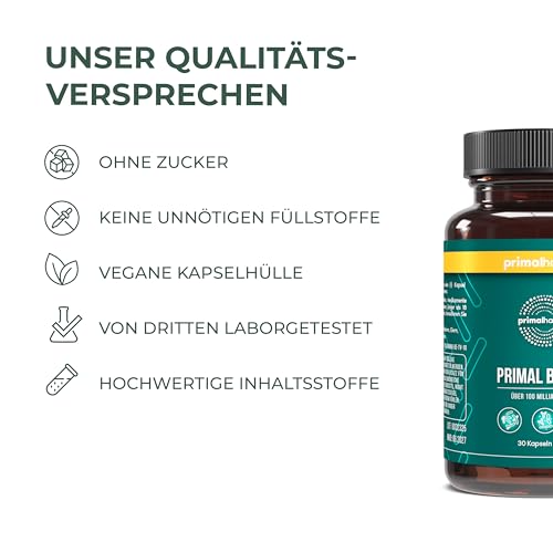 Primal Harvest ® Biotics - 2 Pack -60 Kapseln - 15 Bakterienstämme - 100 Mrd KBE + Inulin und Lebendkulturen - Laborgetestet - Magensaftresistente Kapseln