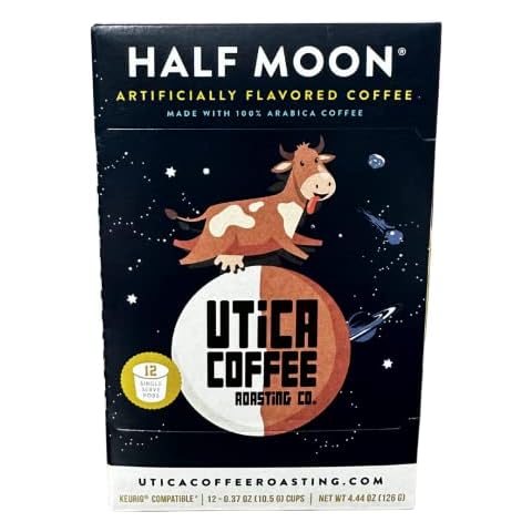 Utica Coffee Roasting Co. Half Moon | Specialty Flavored Medium Roast Ground Coffee | 12 Count, 2.0 Compatible Pods Cover