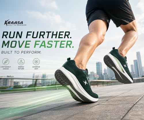 Image of Kraasa Men's Running Shoes | Breathable Mesh Upper | Lightweight Phylon Sole | Cushioned EVA Insole | Comfortable Sports & Casual Sneakers for Gym, Walking & Daily Use