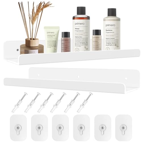 Wandregal,2 Stück 30X10X4cm/Acryl Regal Set,Acryl Wandregal Transparent, Küchenregal Wand Ohne Bohren,Schweberegal für Schlafzimmer/Kinderzimmer/Wohnzimmer/Bad/Küche Lagerung & Organisation (Weiß)