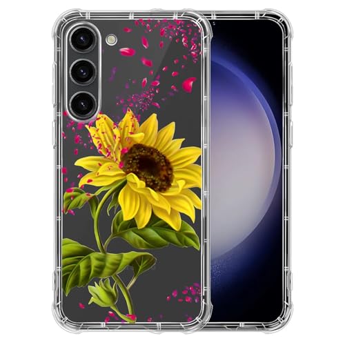 FKBRCL4U for Samsung Galaxy S23 Plus Case, Clear with Falling Red Petal Sunflower Pattern Graphic for Girl Women Soft Silicone Shock Protection for Samsung Galaxy S23 Plus - image 1