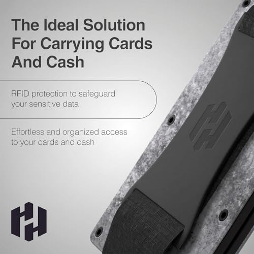 Image of Hayvenhurst Wallet for Men - Slim RFID Blocking Metal Wallet with Cash Strap, Minimalist Front Pocket Credit Card Holder, Small Mens Wallet
